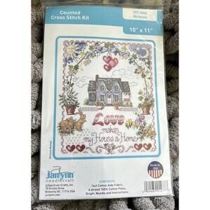 Janlynn Counted Cross Stitch Kit - My House 997-1808 New Sealed Package Vintage